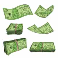 Free vector hand drawn 100 dollar bill cartoon illustration