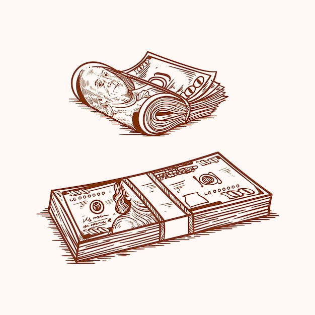 Free vector hand drawn 100 dollar bill cartoon money illustration