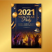 Hand drawn 2021 party poster template