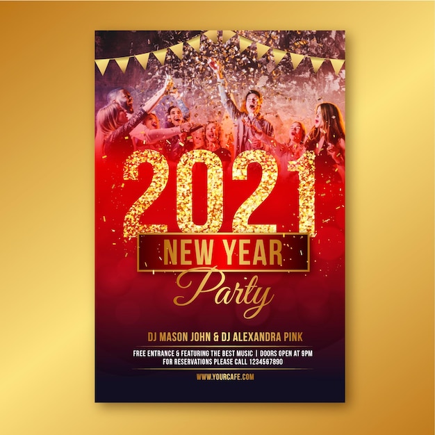 Free vector hand drawn 2021 party poster template