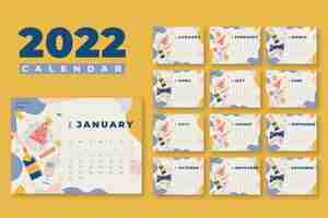 Free vector hand drawn 2022 calendar template