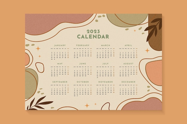 Vettore gratuito modello di calendario annuale 2023 disegnato a mano