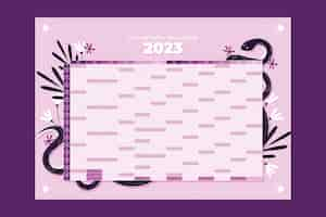 Free vector hand drawn 2023 annual wall planner calendar template