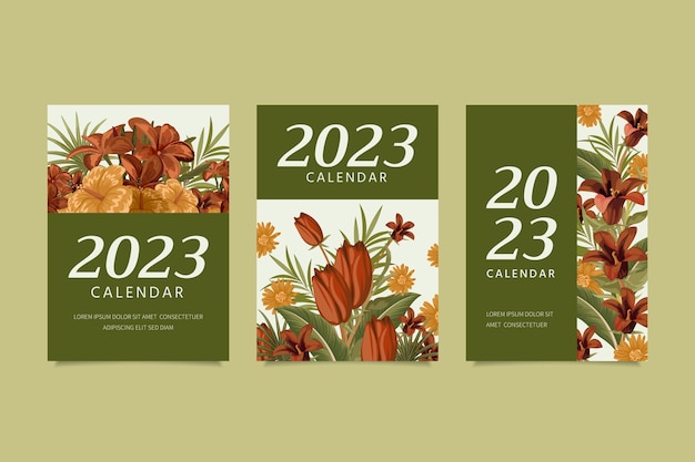 Free vector hand drawn 2023 calendar cover illustration