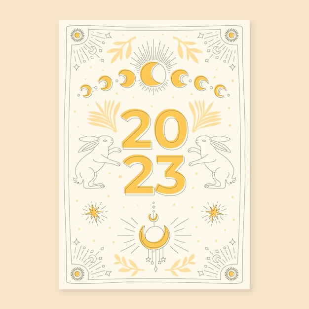 Free vector hand drawn 2023 calendar cover illustration