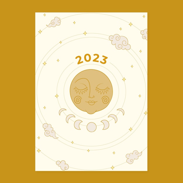 Бесплатное векторное изображение Нарисованная рукой иллюстрация обложки календаря 2023 года