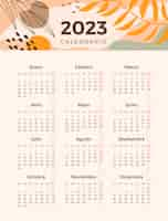 Free vector hand drawn 2023 calendar template in spanish