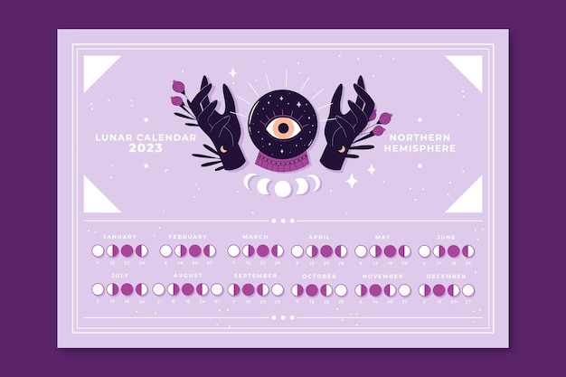 Hand drawn 2023 lunar calendar template