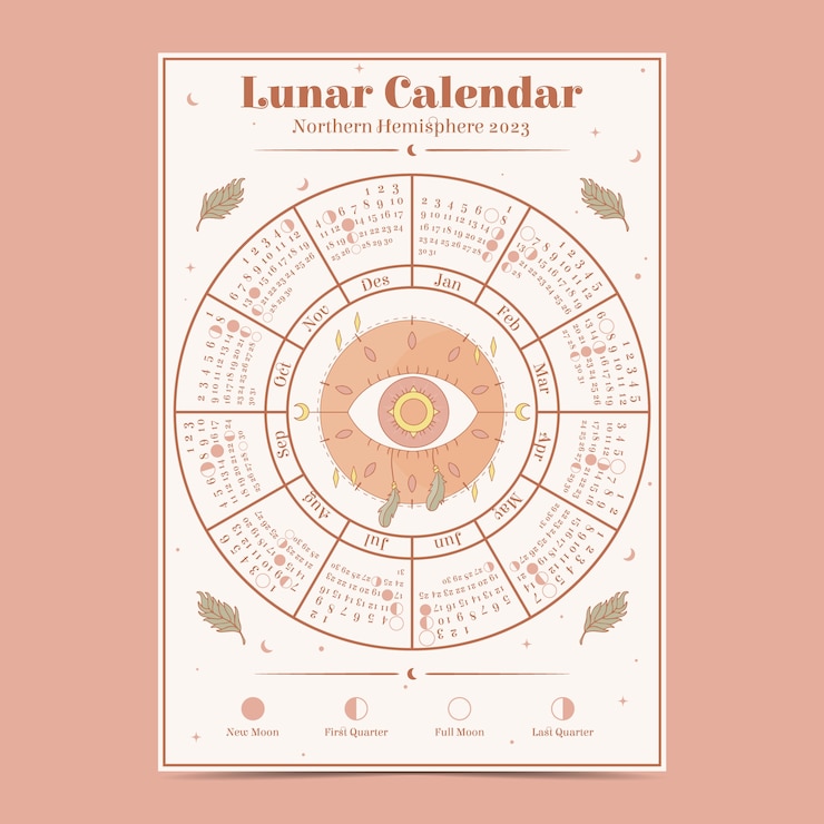 Free Vector hand drawn 2023 lunar calendar template