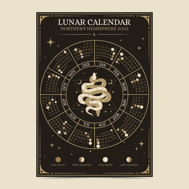 Free vector hand drawn 2023 lunar calendar template