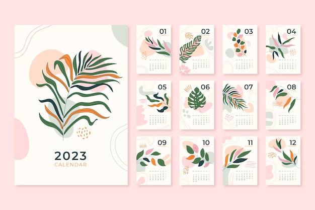 Modello di calendario mensile 2023 disegnato a mano