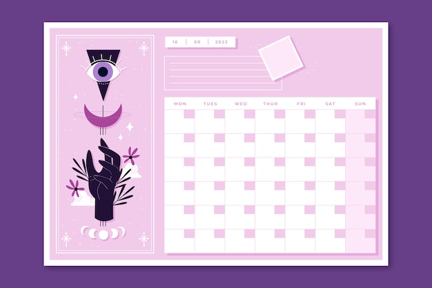 Free vector hand drawn 2023 monthly planner calendar template