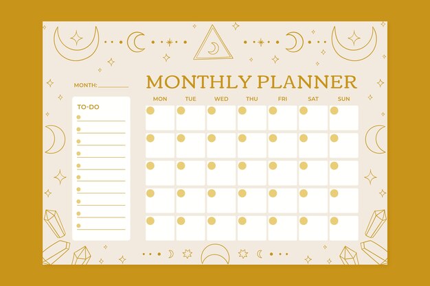 Hand drawn 2023 monthly planner calendar template