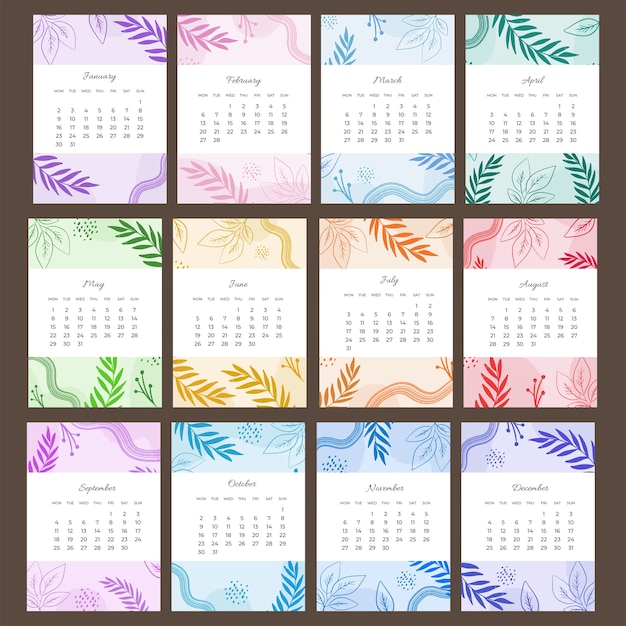 Бесплатное векторное изображение Шаблон настенного календаря на 2023 год