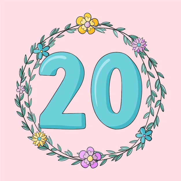 Hand drawn 20th anniversary or birthday