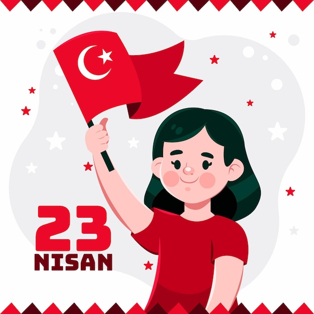 Hand drawn 23 nisan illustration