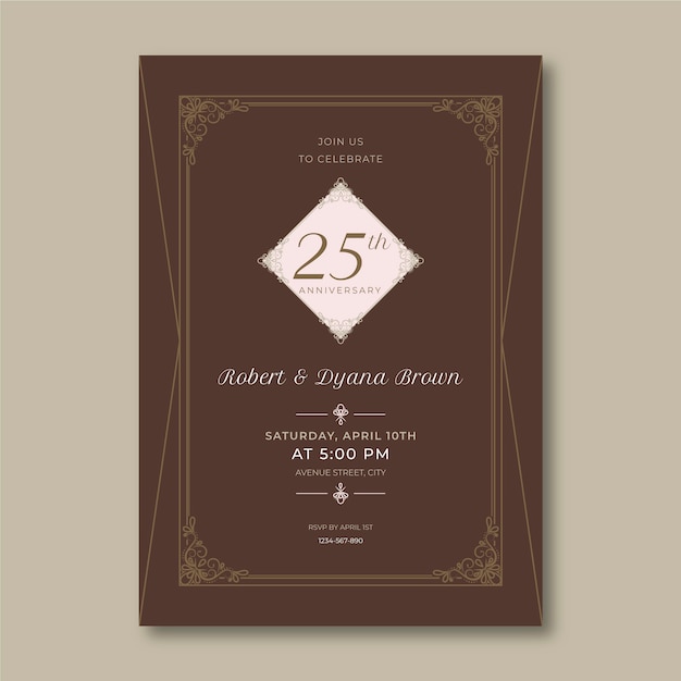 Free vector hand drawn 25th anniversary or birthday card