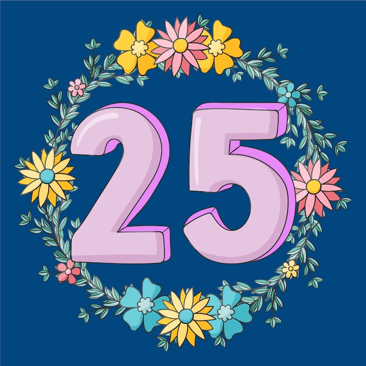 무료 Vector 손으로 그린 25주년 또는 생일