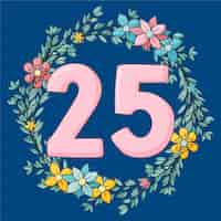 Free vector hand drawn 25th anniversary or birthday