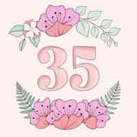 Free vector hand drawn 35th anniversary card