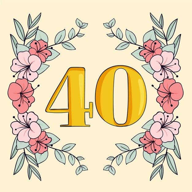 Открытка к 40-летию от руки