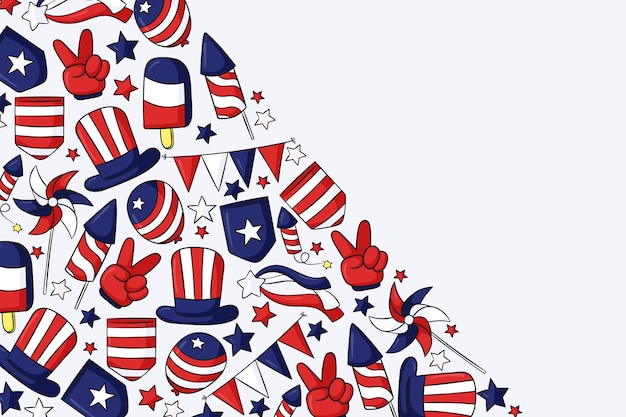 Hand drawn 4th of july background