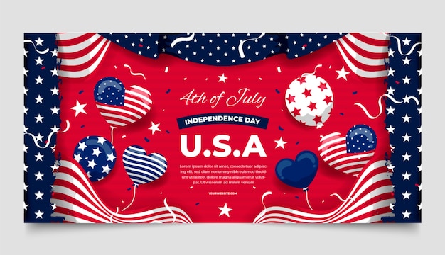 Hand drawn 4th of july banner