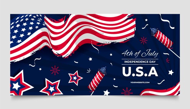 Hand drawn 4th of july banner