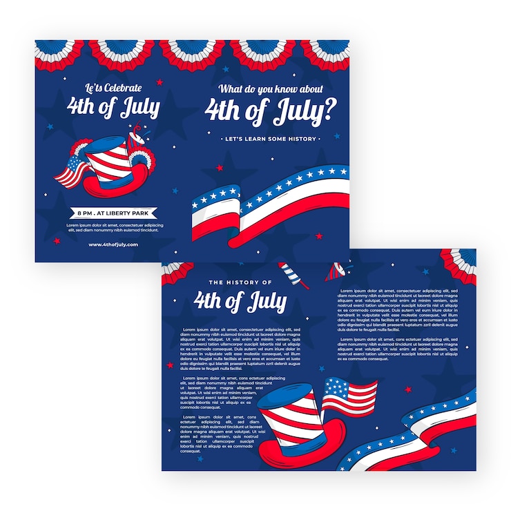 Free Vector hand drawn 4th of july business brochure template