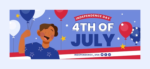 Hand drawn 4th of july celebration facebook cover