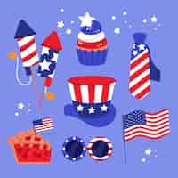 Free vector hand drawn 4th of july element collection