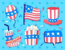 Free vector hand drawn 4th of july element pack