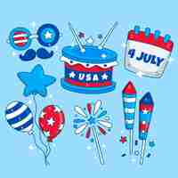 Free vector hand drawn 4th of july elements collection