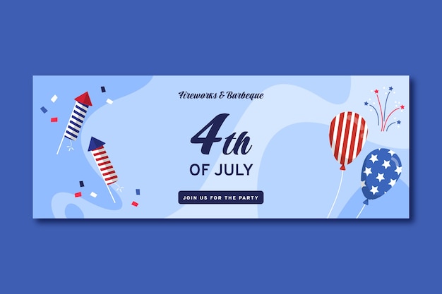 Free vector hand drawn 4th of july facebook cover template