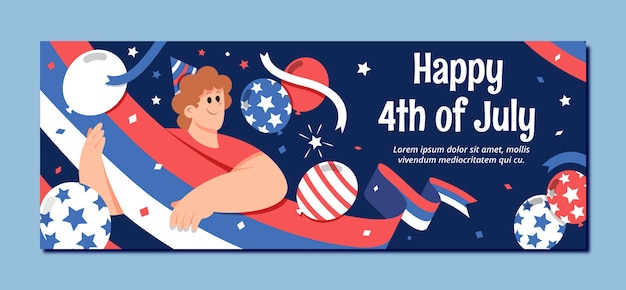 Hand drawn 4th of july facebook cover