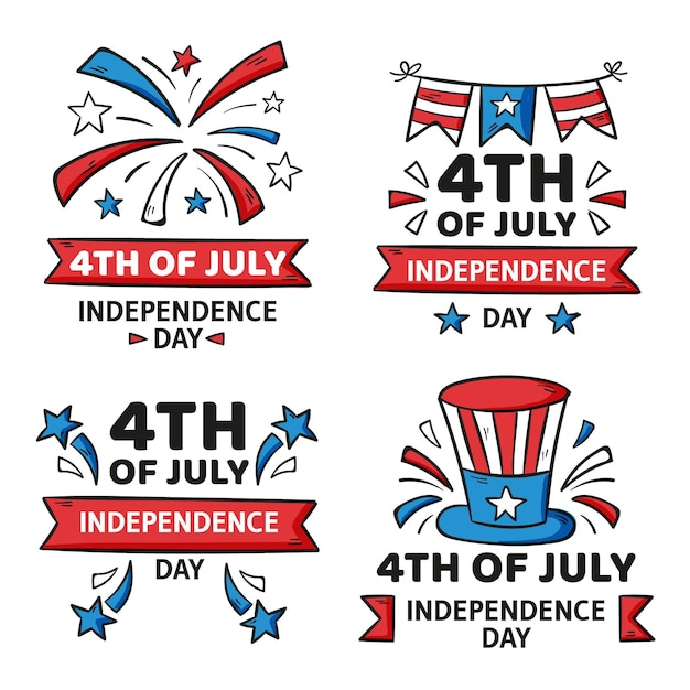 Рисованной 4 июля - коллекция значков дня независимости
