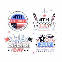 Free vector hand drawn 4th of july - independence day badges