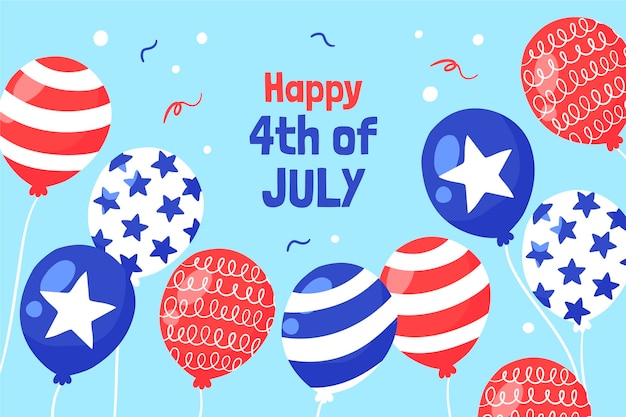 Hand drawn 4th of july independence day balloons background