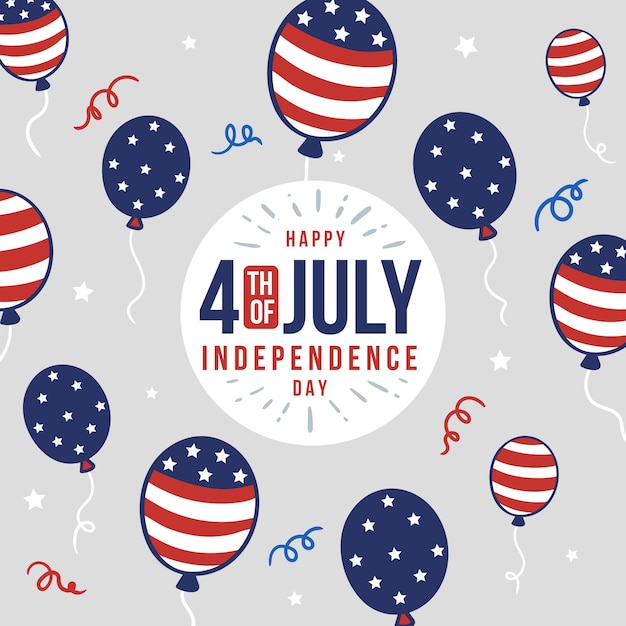 Free vector hand drawn 4th of july - independence day balloons background