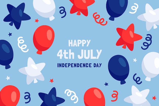 Free vector hand drawn 4th of july - independence day balloons background