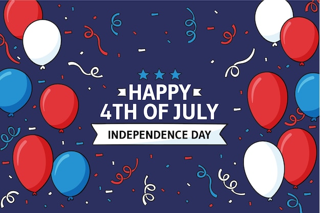 Hand drawn 4th of july - independence day balloons background
