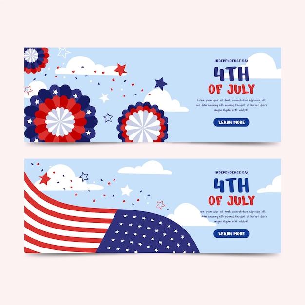 Free vector hand drawn 4th of july - independence day banners set