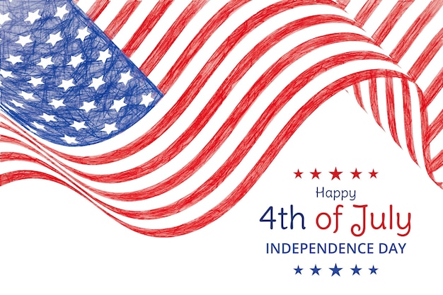 Hand drawn 4th of july independence day illustration