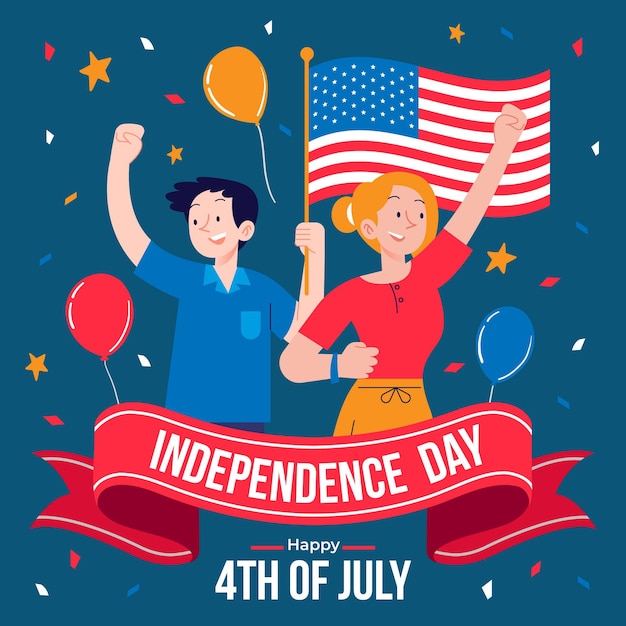 Hand drawn 4th of july - independence day illustration