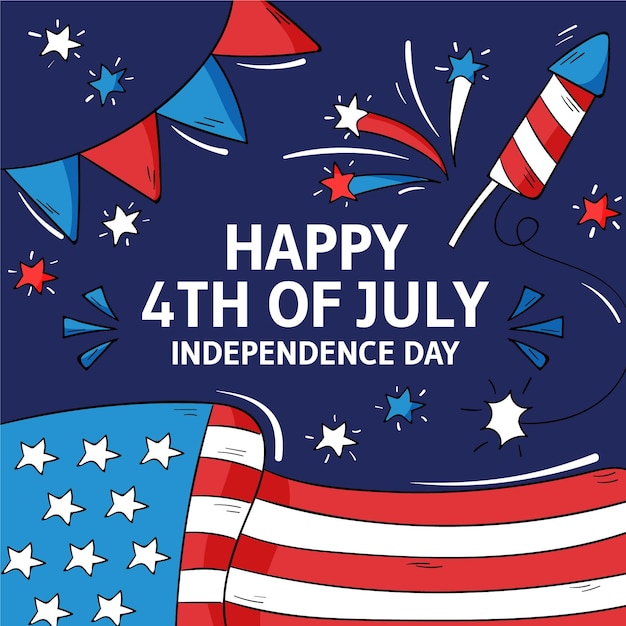 Free vector hand drawn 4th of july - independence day illustration