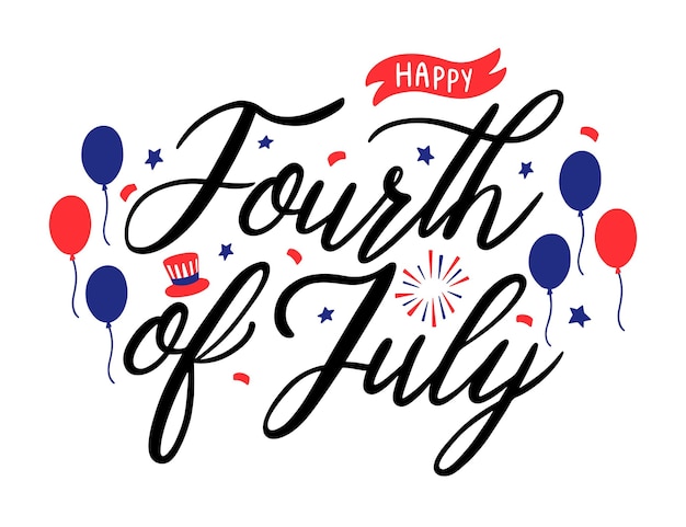 Free vector hand drawn 4th of july - independence day lettering