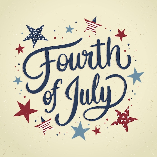 4 luglio disegnato a mano - lettering del giorno dell'indipendenza