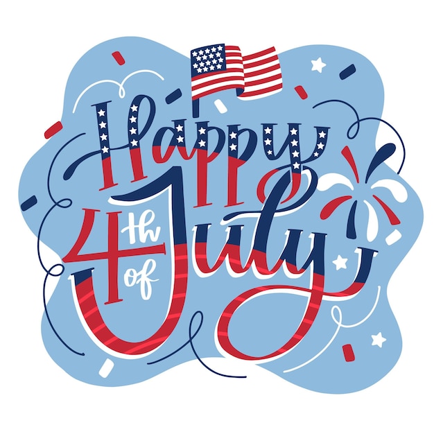 Free vector hand drawn 4th of july - independence day lettering