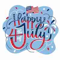 Free vector hand drawn 4th of july - independence day lettering