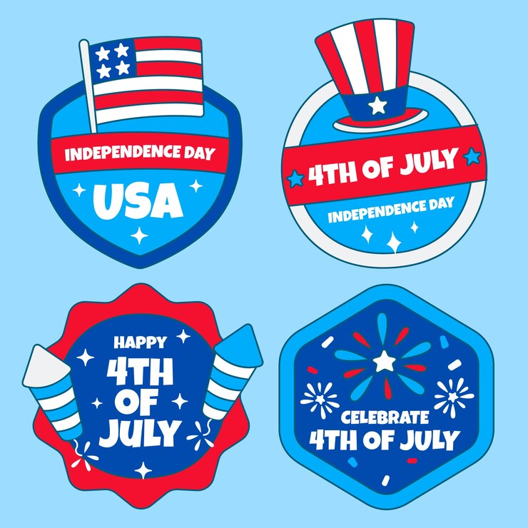 Free Vector hand drawn 4th of july labels collection